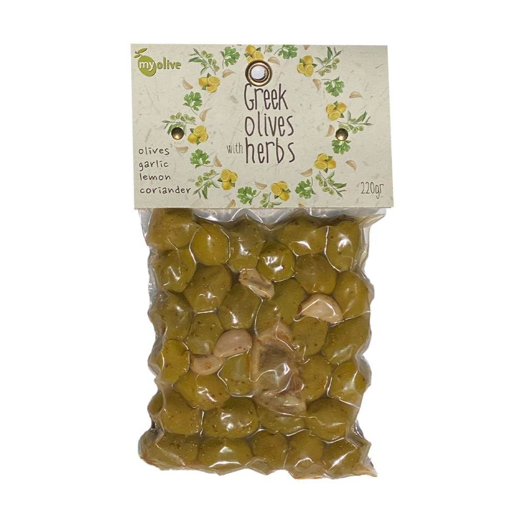 Buy My Olives Olives with Garlic, Lemon and Coriander 220g Baggie